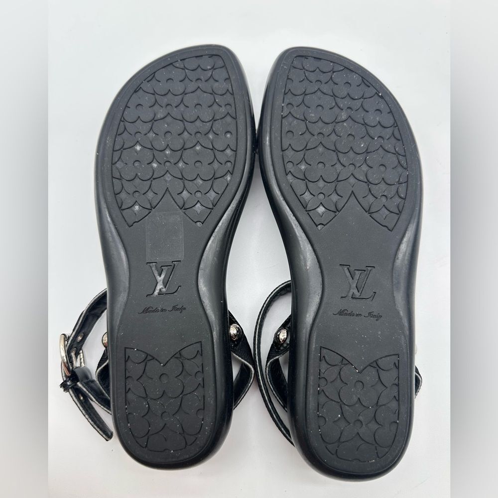 Louis Vuitton Passenger Black Flat Strappy Ankle Wrap Sandals EU 38 US 8 - Picture 8 of 11